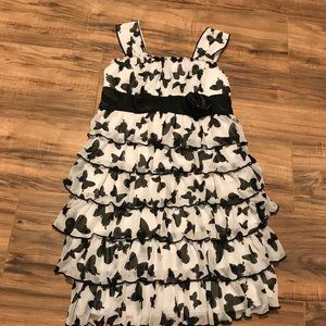 Black/White Butterfly Ruffle Dress